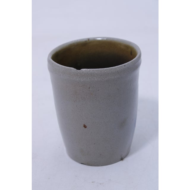 1980s Blue Stoneware Cup W. Bird Design For Sale - Image 4 of 14