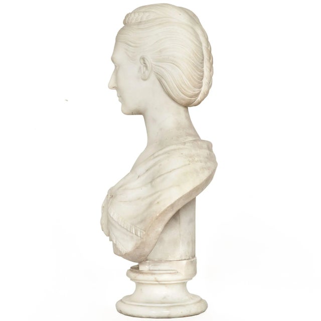 English Antique Marble Bust “Lady Layard” by John Warrington Wood Ca. 1870 For Sale - Image 4 of 12