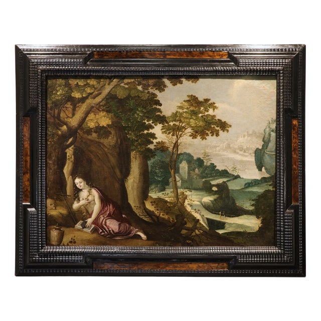 Workshop of Paul Bril, Landscape with Mary Magdalene, 1640, Oil on Canvas For Sale