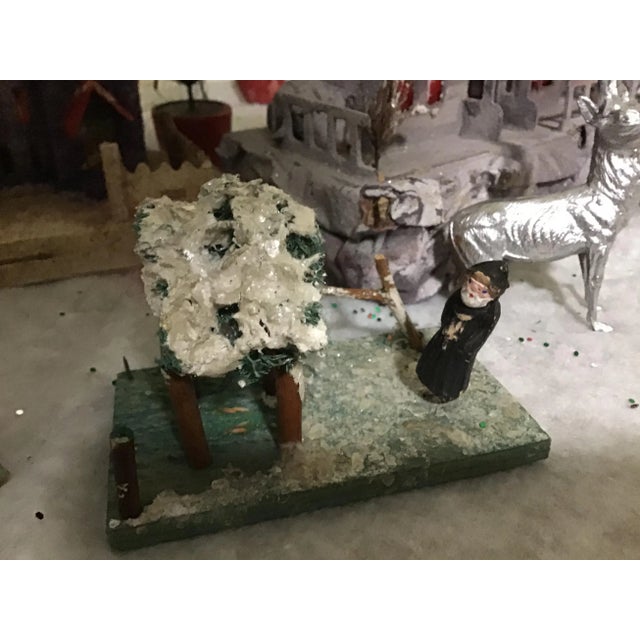 Figurative Antique Christmas Tree Putz Mica Village Lights House Set - Czechoslovakia For Sale - Image 3 of 13