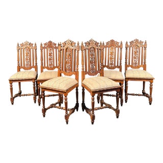 Late 19th Century Set of 6 French Renaissance Dining Chairs For Sale
