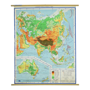 1966 Asia & Australia Landform Physical Political Series Roll Up Map