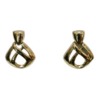 Vintage Givenchy Polished Gold Open Work Knocker Earrings - 2 Pieces For Sale