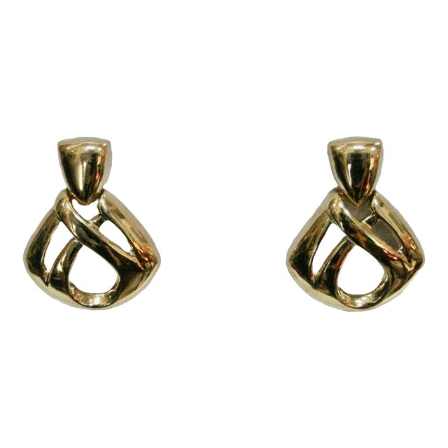 Vintage Givenchy Polished Gold Open Work Knocker Earrings - 2 Pieces For Sale