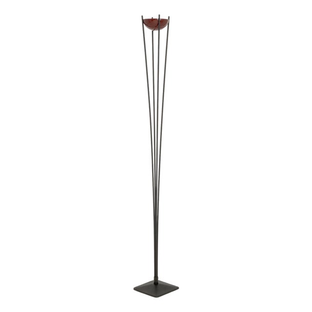 Koch and Lowy Black Patinated Steel Halogen Floor Lamp For Sale