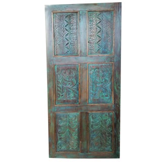 Antique Teal Blue Old Wooden Door Front Door Panel For Sale