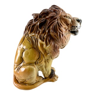 Mid Century Ceramic Lion Sculpture/Figurine - Italy For Sale