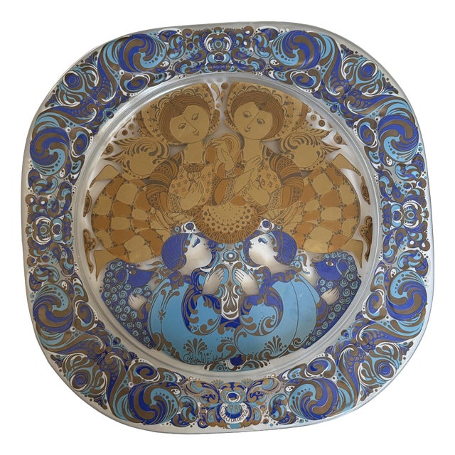 Glass Christmas Plate of Appearance of the Angels to the Shepherds in the Field by Björn Wiinblad for Rosenthal Studio Line, 1980 For Sale