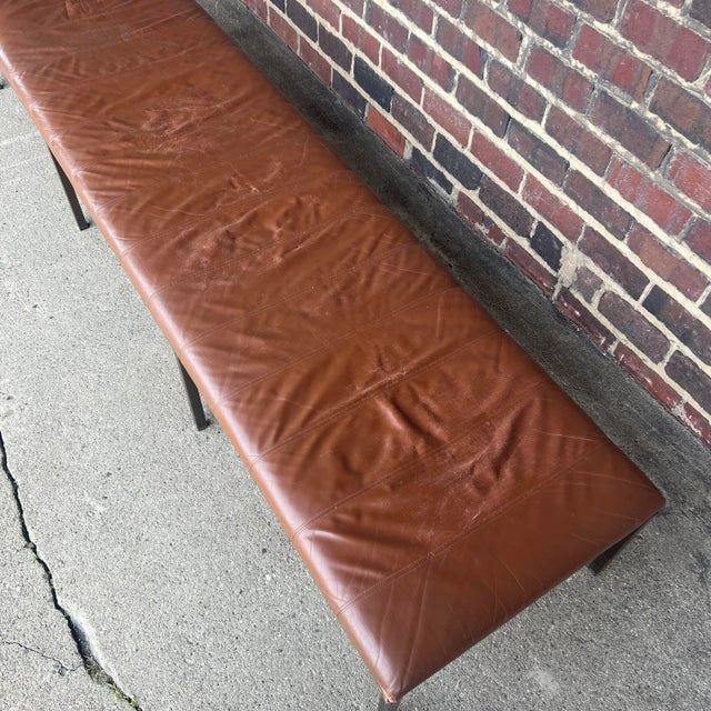 Sienna Helikon Leather Brass Long Bench For Sale - Image 8 of 13