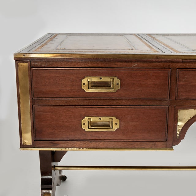 Impressive Large Antique English Regency Style Campaign Desk For Sale - Image 4 of 12