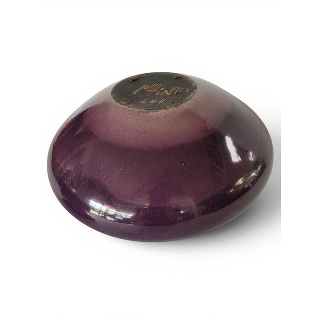 Purple Raku Vessel With Organic Lid by Mark Hines, Signed and Numbered For Sale - Image 10 of 12