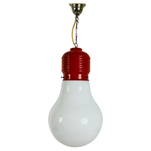 Red Bulb Pendant Light attributed to Ingo Maurer