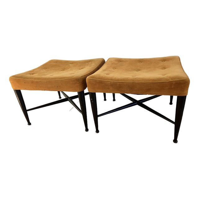Mid 20th Century Pair of Dunbar “Thebes” Stools by Edward Wormley For Sale