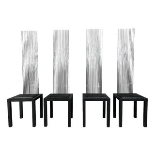 Vintage High Back Dining Chairs, 1980s, Set of 4 For Sale