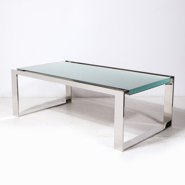 Metal Modernist Nickel and Lucite Glacial Cocktail Table by Lorin Marsh For Sale - Image 7 of 12