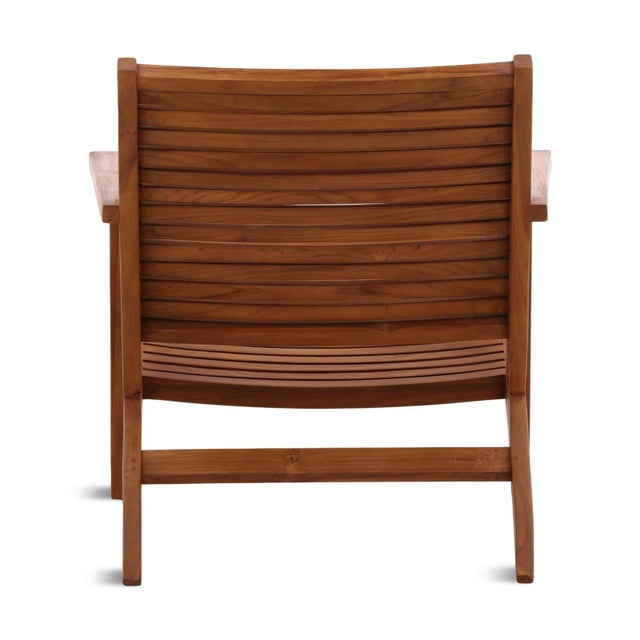 Slatted Teak Outdoor Lounge Arm Chair For Sale - Image 4 of 6