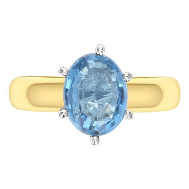 One Carat London Blue Topaz Engagement Ring, Size 9 For Sale