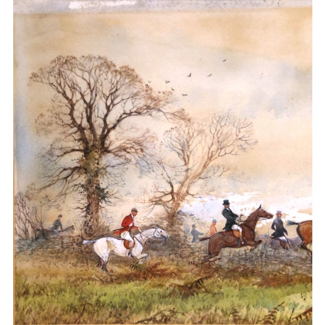 English 19th C. English Fox Hunting Watercolor “A Run Near Ditchling” by Arthur Willett For Sale - Image 3 of 11