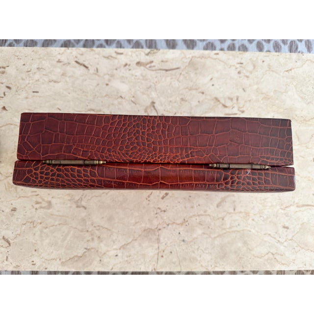 Leather Box, Crocodile Embossed, Ralph Lauren Style, Circa 1990s For Sale In Los Angeles - Image 6 of 10