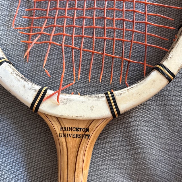 American Vintage 1950s Princeton University Private-Label Wooden Tennis Squash Racket – Provenance Verified For Sale - Image 3 of 12