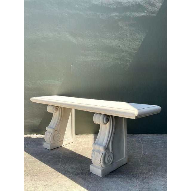 Off-white Vintage Cast Concrete Long Console For Sale - Image 8 of 12