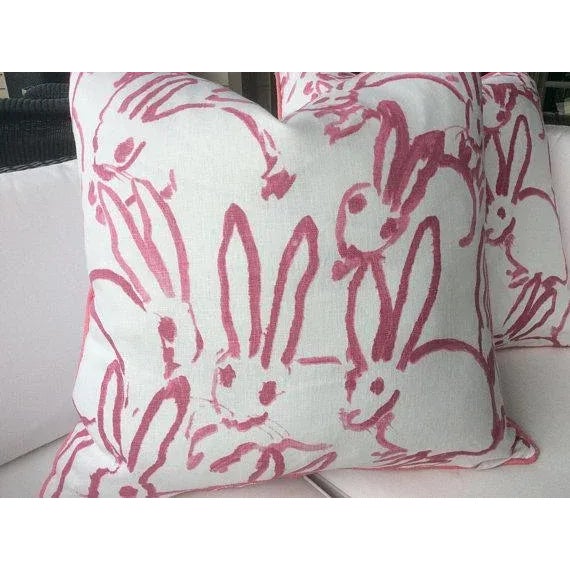 Pink Lee Jofa Hunt Slonem Bunny Hutch Pillows - A Pair For Sale - Image 4 of 5
