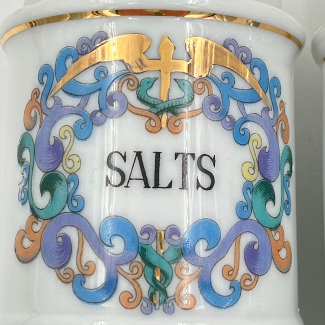 French Provincial Antique French Ceramic Apothecary Jars - A Pair For Sale - Image 3 of 10