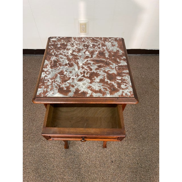 French Early 20th Century French Marble Top Nightstand With Marble Interior For Sale - Image 3 of 13
