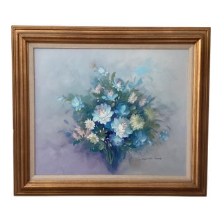 Mid 20th Century Original Still Life Painting on Canvas Richly Arranged Bouquet by Robert Cox(1934-2001) Framed For Sale