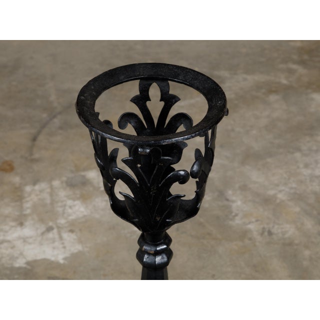 Early 20th Century Pair of English Turn of the Century Iron Andirons with Foliage and Guilloches For Sale - Image 5 of 11