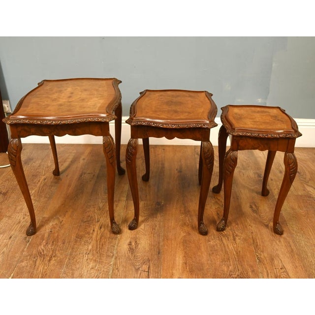 Walnut Nest Tables from Epstein Co, 1930s, Set of 3 For Sale - Image 4 of 7