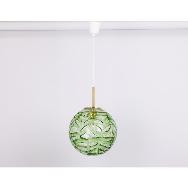 Large Green Murano Ball Pendant Light from Doria, Germany, 1970s For Sale - Image 3 of 10