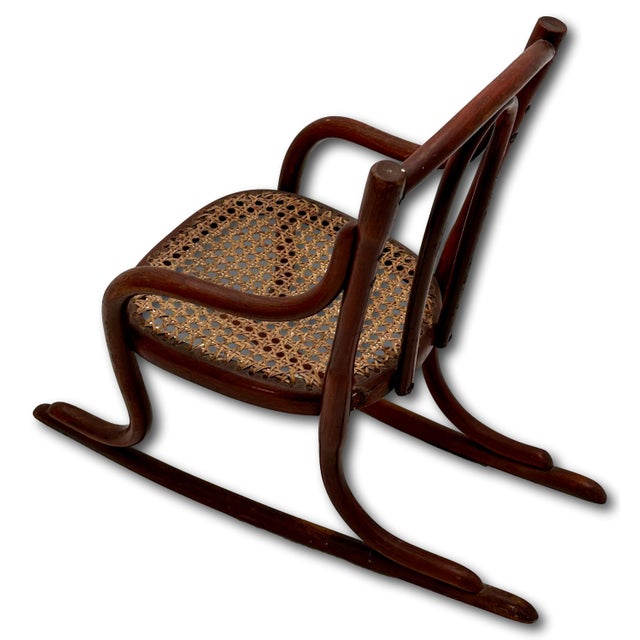 Unusual Antique Very Small Doll Size Bentwood Rocking Chair Possibly a Salesman Sample - Measures 15 Inches Tall For Sale In Boston - Image 6 of 18