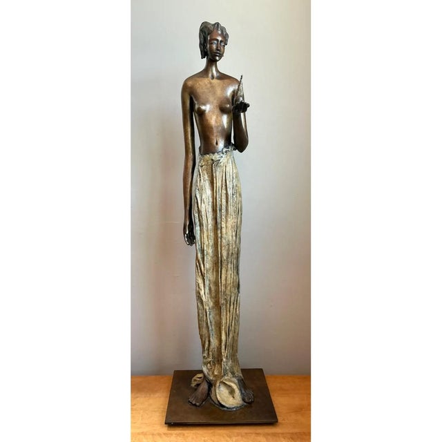 Vintage Bronze Draped Female Figure For Sale - Image 13 of 13