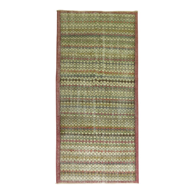 Vintage Turkish Shabby Chic Small Runner - 3'6" x 6'3" For Sale
