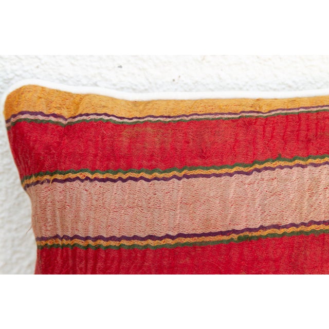 Indian Sayla Striped Mashru Lumbar Pillow For Sale - Image 3 of 7