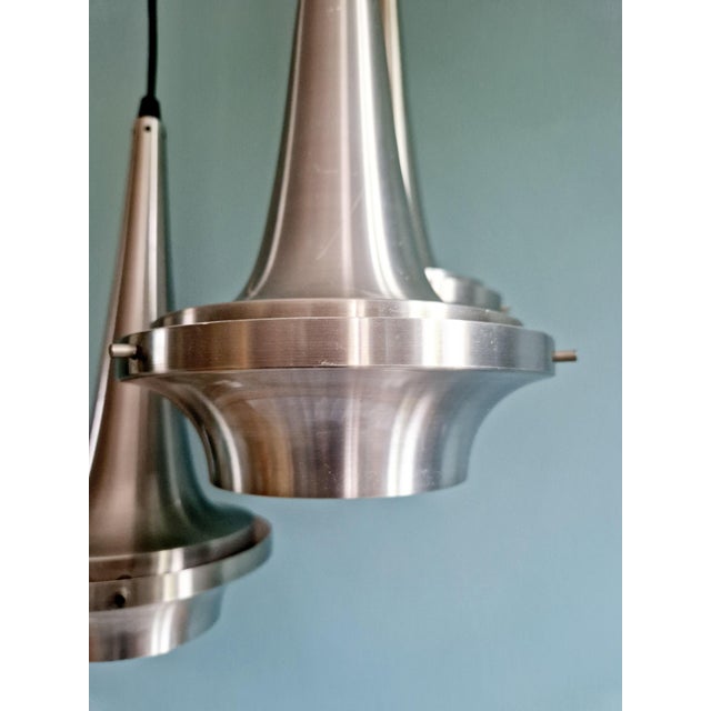 Metal Space Age Brushed Aluminum Cascade Chandelier, 1970s For Sale - Image 7 of 13