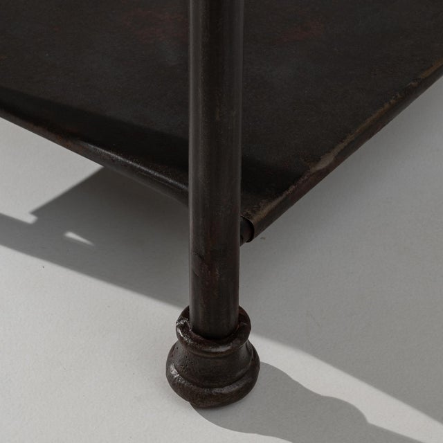 1910s French Industrial Metal Bedside Table With Marble Top For Sale - Image 9 of 18