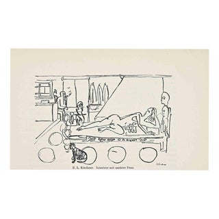 Unknown, Interior with Naked Woman (Also Known as Atelier-Interieur\., 1920s, Etching For Sale