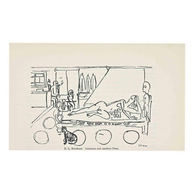 Unknown, Interior with Naked Woman (Also Known as Atelier-Interieur\., 1920s, Etching For Sale