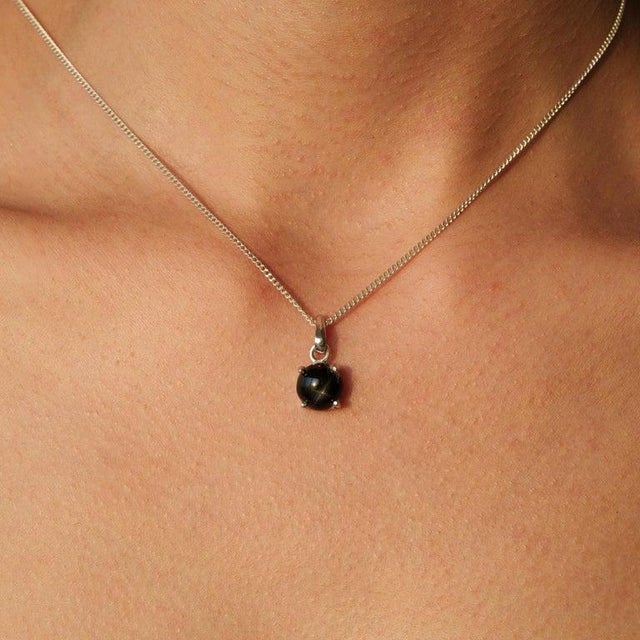 Petite Solitaire Black Star Pendant in Sterling Silver For Sale - Image 9 of 12