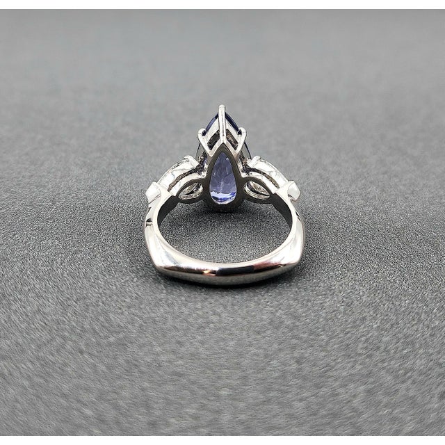 Blue 5.09 Ct Gia Certified Nh Color Change Sapphire & Diamond Ring Size 6.5 For Sale - Image 8 of 14