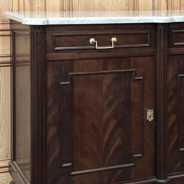 Mid 20th Century French Louis XVI Mahogany Buffet With Carrara Marble For Sale - Image 5 of 18