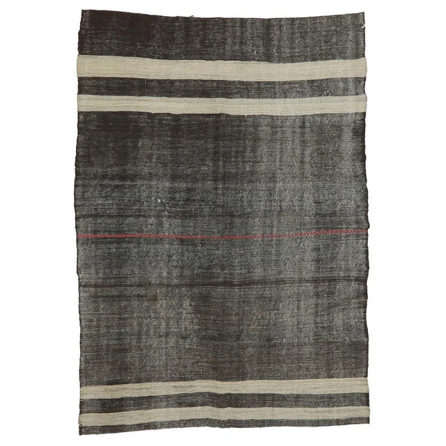 Textile Mid 20th Century Vintage Decorative Striped Kilim Rug For Sale - Image 7 of 7