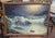 Fine mid-century period oil painting of the ocean breaking against rocks done in a semi-impasto style which ads another...
