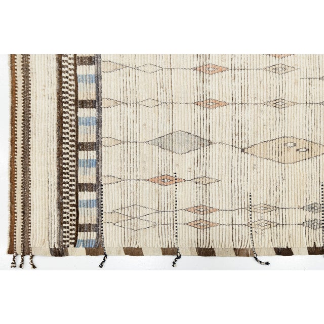 2020s Contemporary Handmade Moroccan Style Wool Area Rug With Geometric Diamond Motifs For Sale - Image 5 of 11