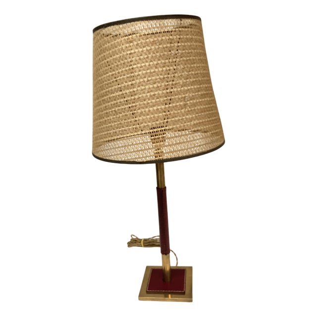 Leather Lamp by Jacques Adnet, 1950s For Sale