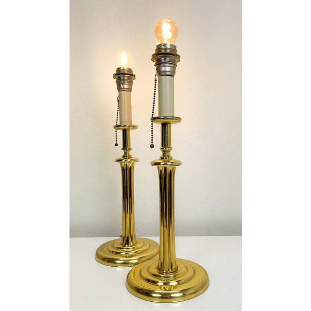 Gold Brass Candlestick Table Lamps & Wall Lamps from Herda, 1970s, Set of 4 For Sale - Image 8 of 16