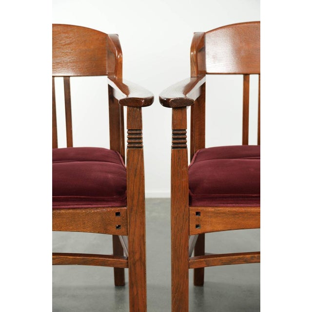 Art Nouveau / Jugendstil Dining Chairs with Red Fabric Upholstery from Schuitema, Set of 2 For Sale - Image 11 of 15