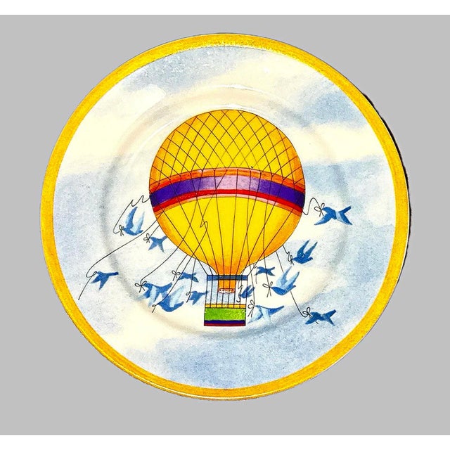 Williams-Sonoma Vintage Williams Sonoma Montgolfiere Hot Air Balloon Plates Salad/Dessert- Set of 4 For Sale - Image 4 of 6